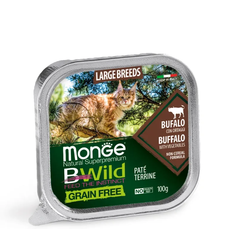 Вологий корм Monge BWILD для котів великих порід з буйволом
