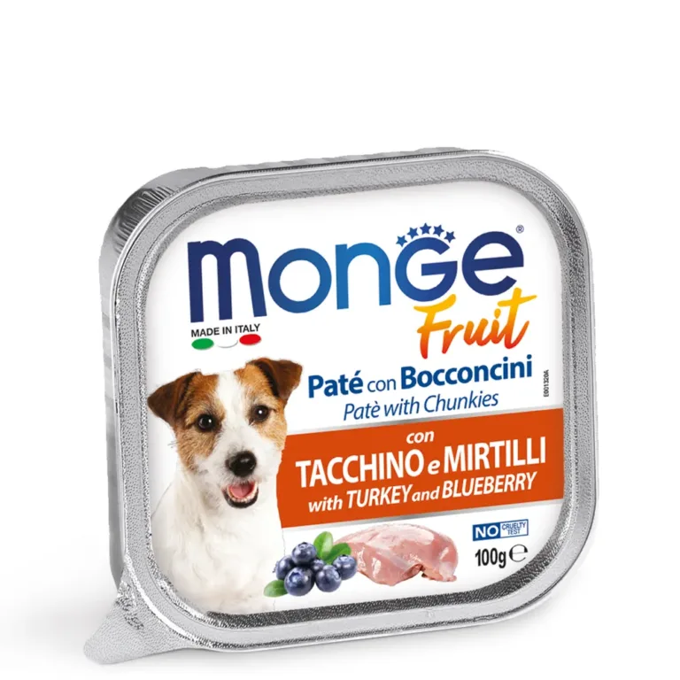 Вологий корм для собак Monge Dog Fruit з індичкою і чорницею, 100 г