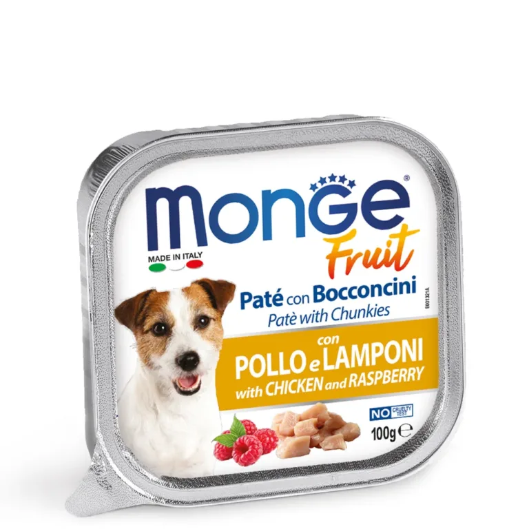 Вологий корм для собак Monge Dog Fruit з куркою і малиною, 100 г