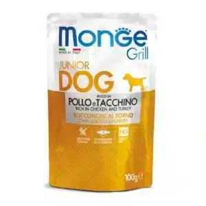 Вологий корм для цуценят Monge Dog Grill Puppy & Junior з куркою та індичкою