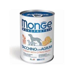 Вологий корм для собак Monge Fruit Monoprotein з індичкою і цитрусами, 400 г
