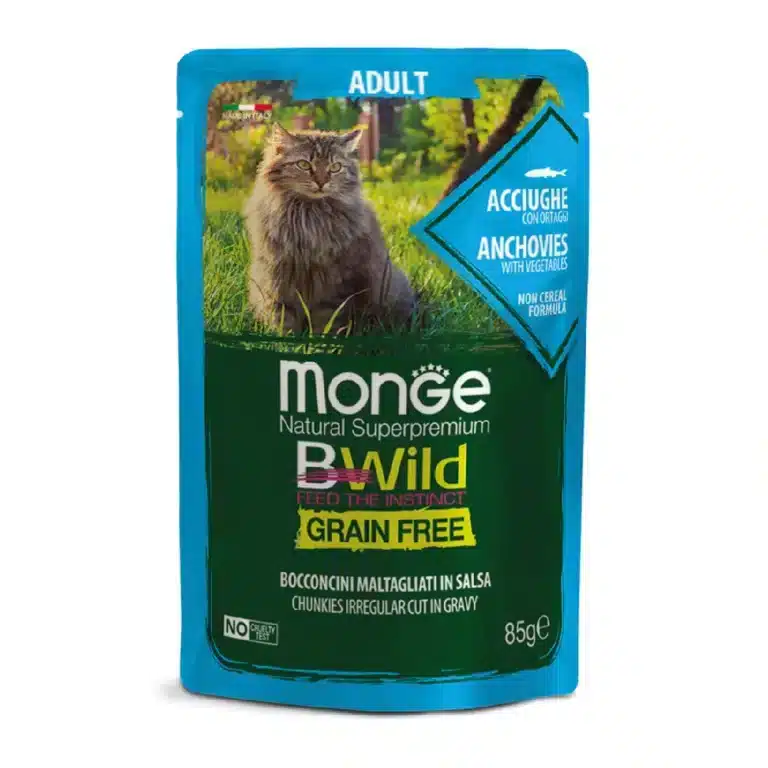Вологий корм для котів Monge Cat Bwild беззерновий з анчоусом і овочами