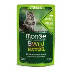 Вологий корм для стерилізованих котів Monge BWild беззерновий з диким кабаном
