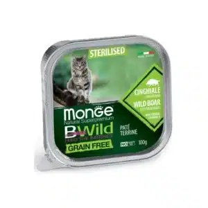 Вологий корм для стерилізованих котів Monge BWild беззерновий з кабаном