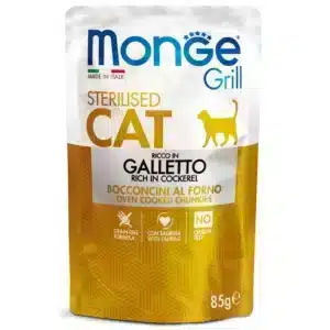 Вологий корм для стерилізованих котів Monge Cat Grill з куркою
