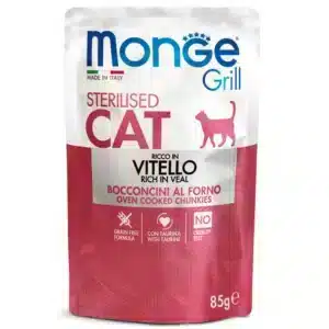 Вологий корм для стерилізованих котів Monge Cat Grill з телятиною