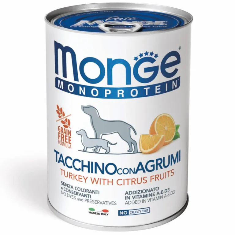 Вологий корм для собак Monge Fruit Monoprotein з індичкою і цитрусами, 400 г