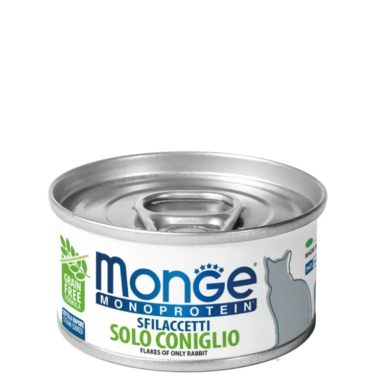 Вологий корм для котів Monge Cat Monoprotein м'ясні пластівці монопротеїновий з кроликом