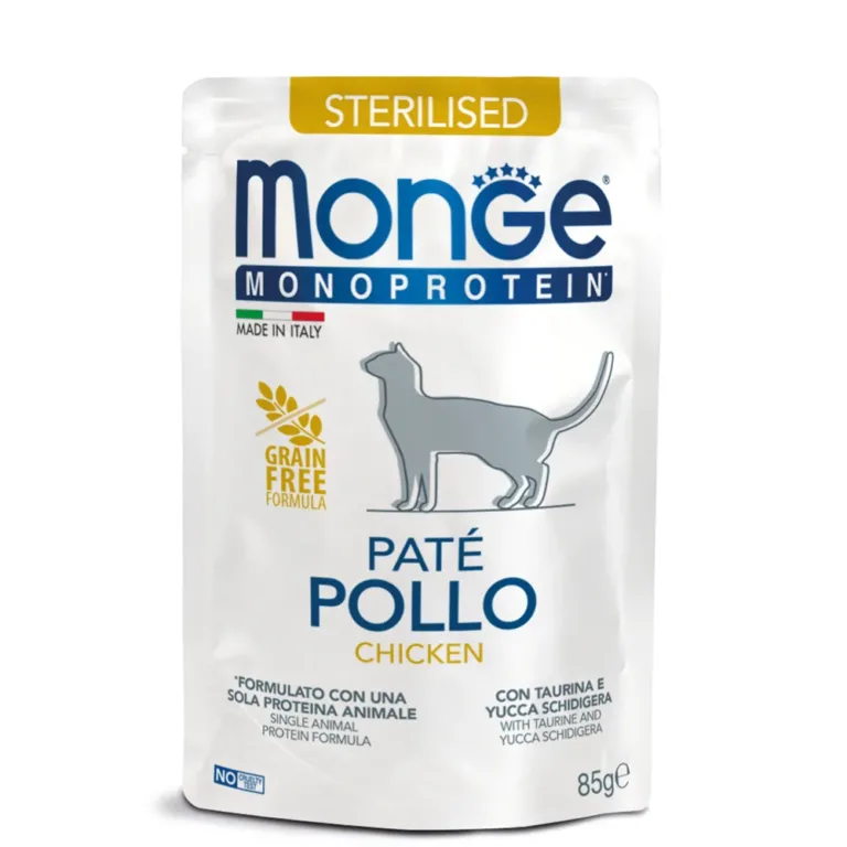 Вологий корм для стерилізованих котів Monge Cat Monoprotein Sterilised з куркою, 85 г