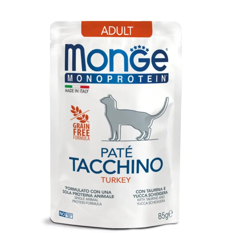 Вологий корм Monge Cat Monoprotein Adult з індичкою для дорослих котів, 85 г