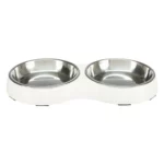 Миска Trixie для котів подвійна біла меламін/метал 2*0,2л d=13см 27*3*14см