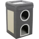 Когтеточка для кошек Trixie Башня Saul сизаль/ткань/плюш/флис серый/белый, 39*39*64 см