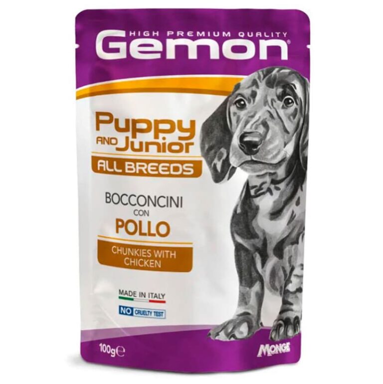 Вологий корм для цуценят від 2 до 10 міс GEMON DOG WET Puppy & Junior шматочки з куркою, 100г