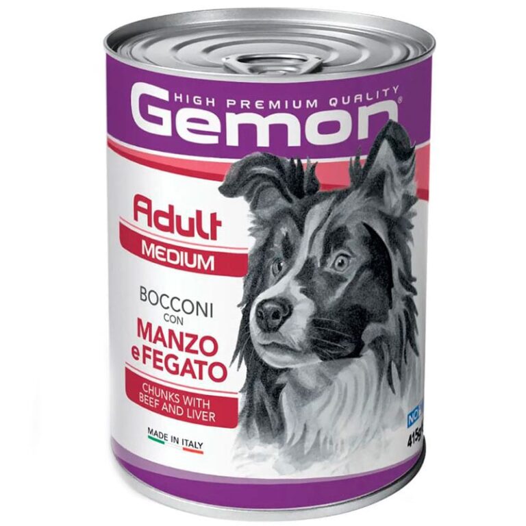 Вологий корм для собак середніх порід GEMON DOG WET Medium Adult  шматочки з яловичиною та печінкою, 415г