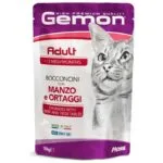Вологий корм Gemon Cat Adult з яловичиною та овочами для котів, 100 г