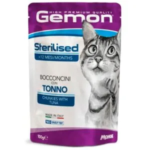 GEMON CAT WET Sterilized кусочки с тунцом и рыбкой дори