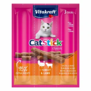 Ласощі Vitakraft м'ясні палички з індичкою і ягням для котів, 3 шт по 6 г