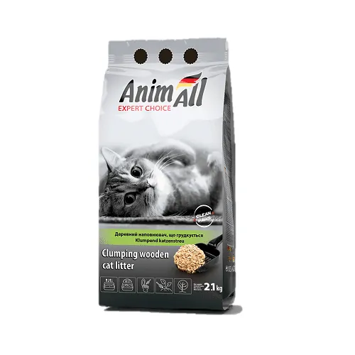 Деревний наповнювач AnimAll для котів, що комкується, 2.1 кг