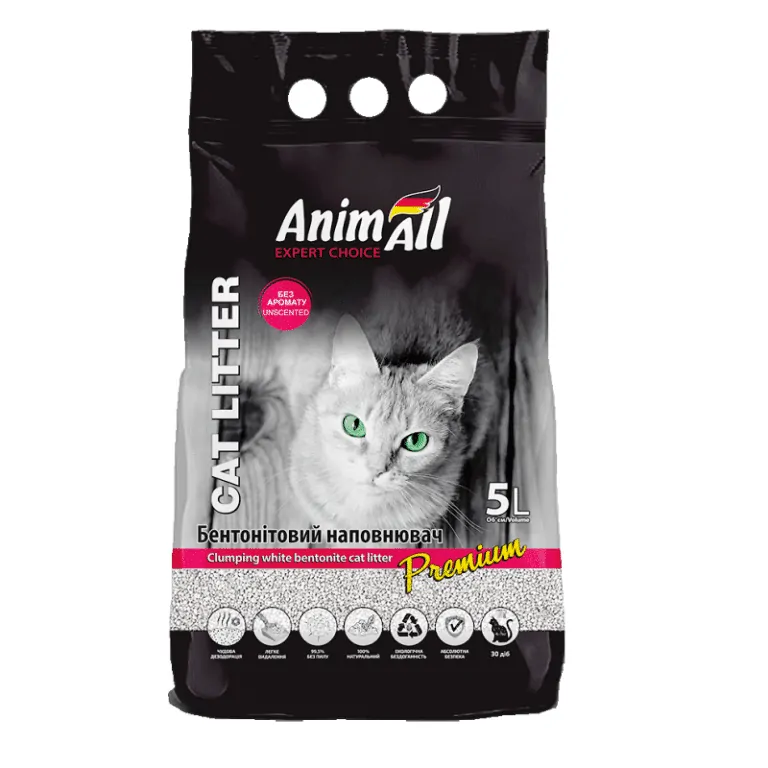 Бентонітовий наповнювач AnimAll Premium Classic для котів, без аромату