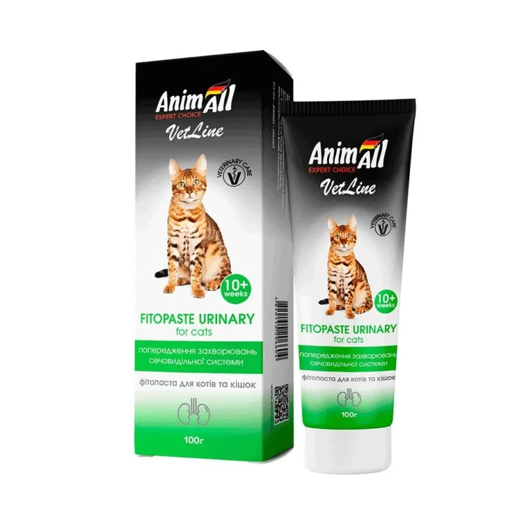 Фітопаста AnimAll VetLine Урінарі при сечокам'яній хворобі для котів, 100 мл