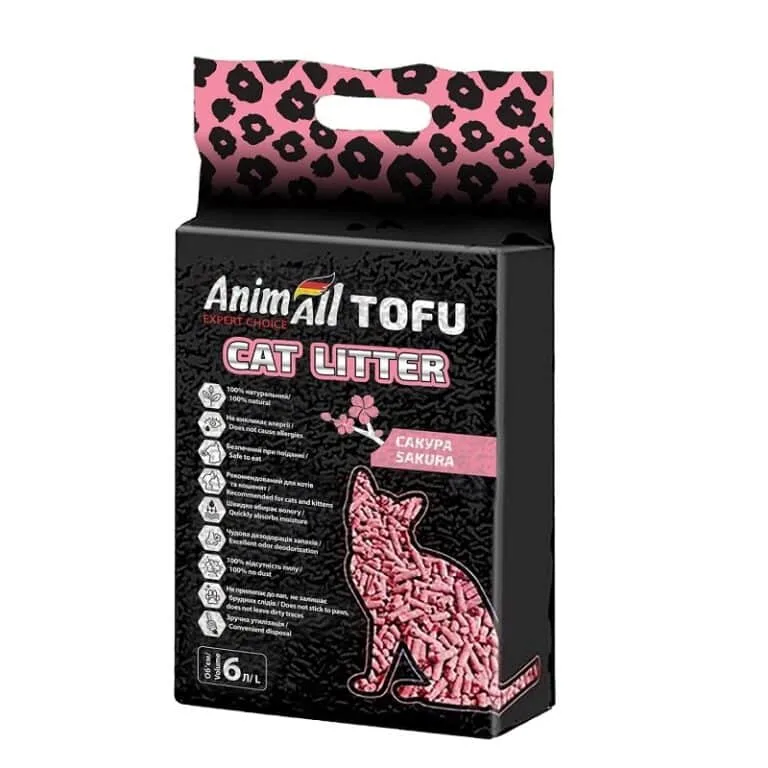 Наповнювач AnimAll Tofu Sakura для котів, 6 л