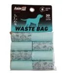 Пакети для прибирання за собаками AnimAll бірюзові, 8 рулонів × 20 шт