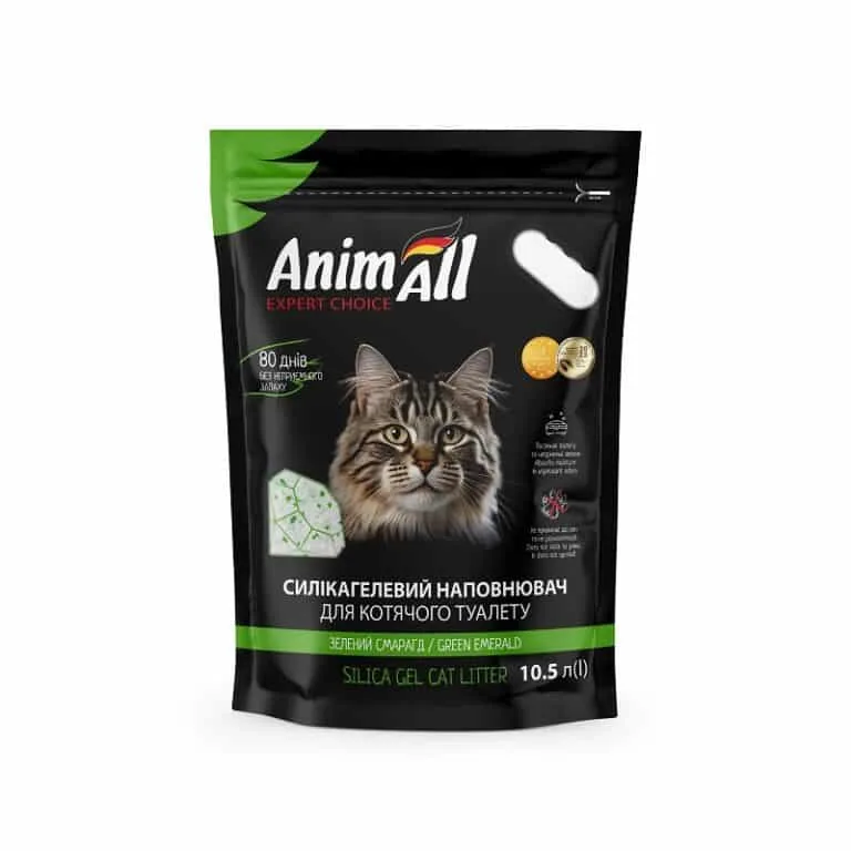 Наповнювач силікагелевий AnimAll смарагд для котів, 10.5 л