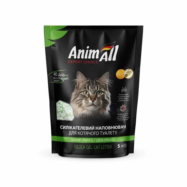 Силікагелевий наповнювач AnimAll кристали смарагду для котів, 5 л