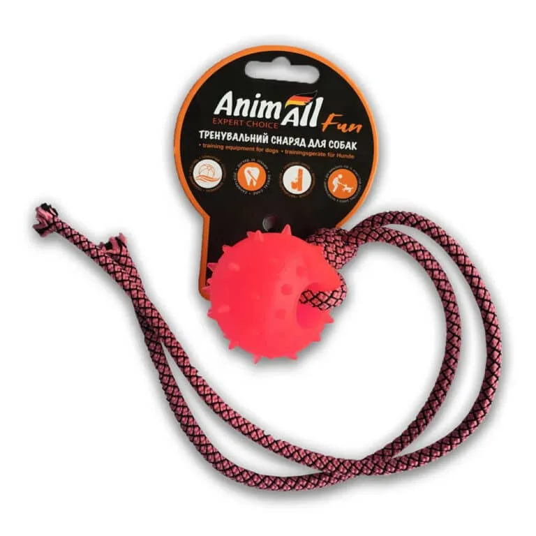Іграшка AnimAll Fun куля з канатом для собак, 4 см