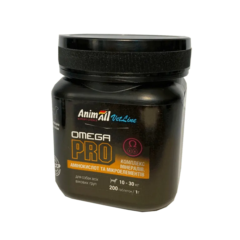 Вітаміни AnimAll VetLine Omega PRO для собак середніх порід, 200 таб