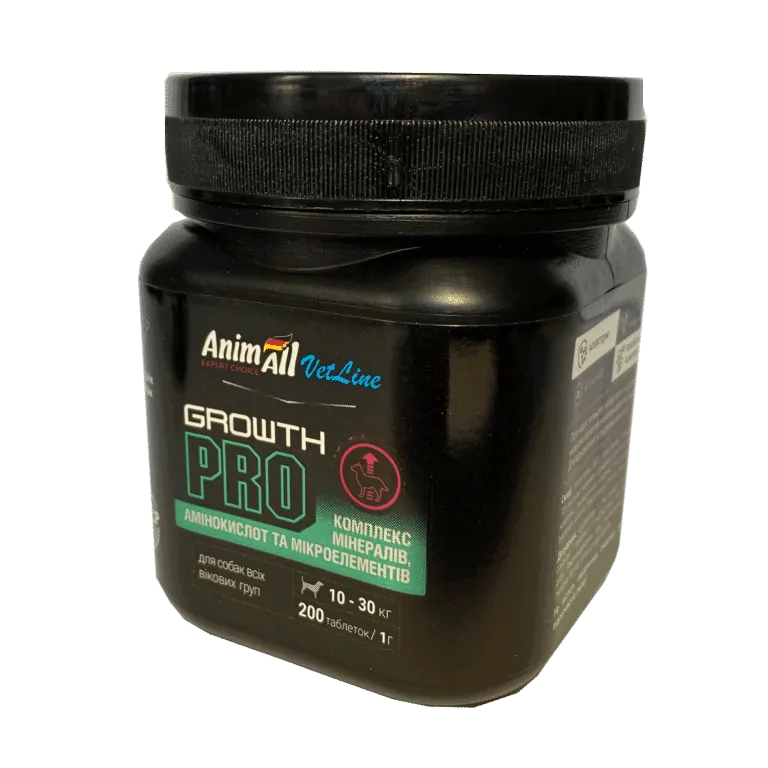 Вітаміни AnimAll VetLine Growth PRO для собак середніх порід, 200 таб
