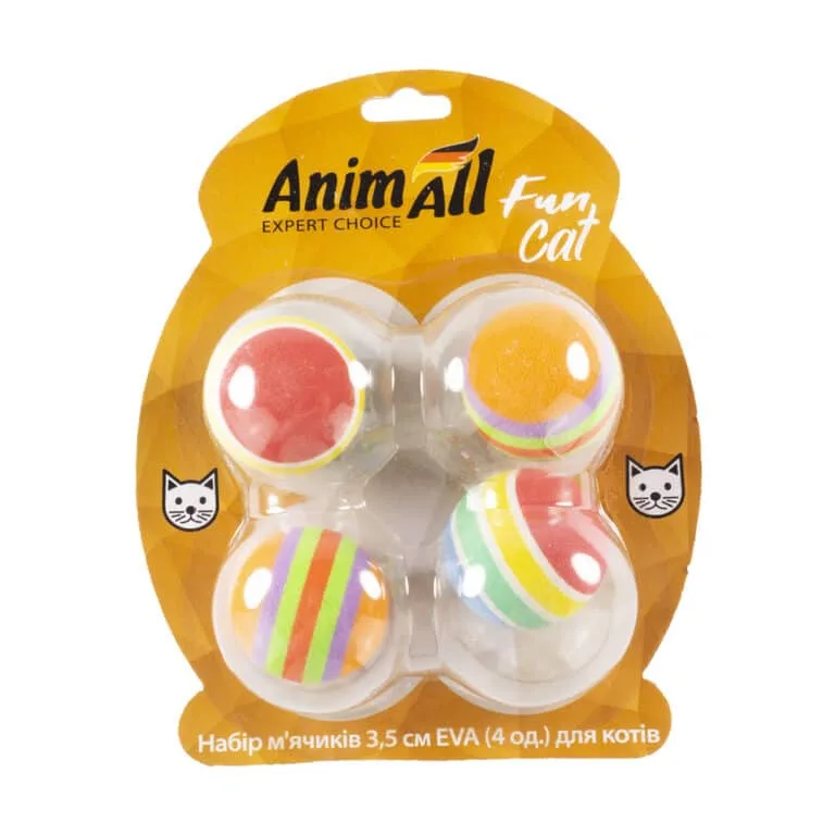 Набір м'ячиків AnimAll Fun Cat EVA для котів, 4 шт