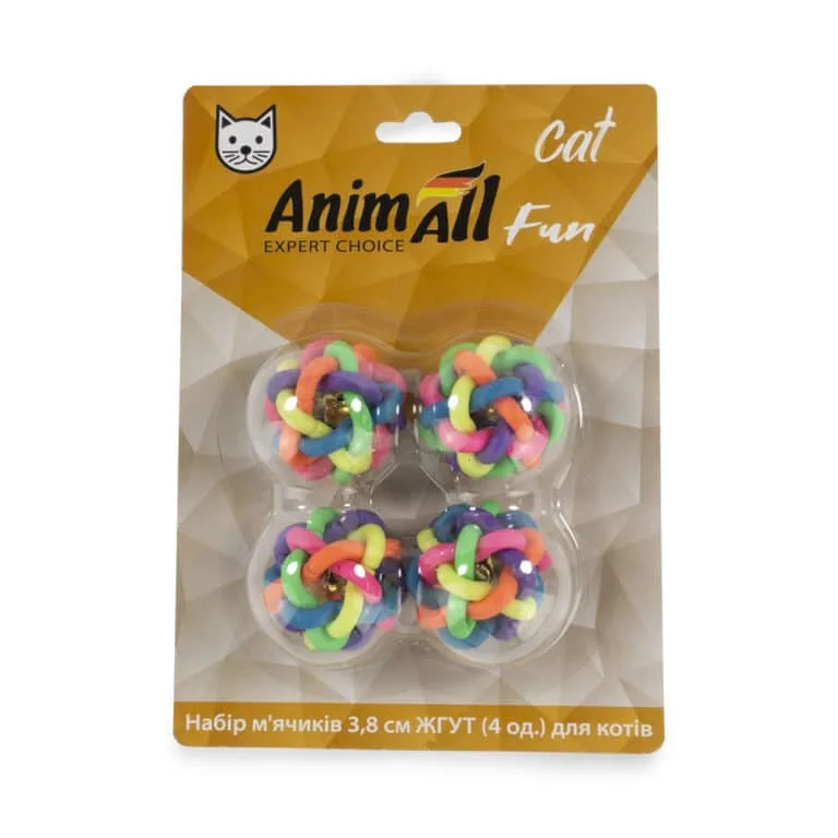 Набір м'ячиків AnimAll Fun Cat Джгут для котів, 4 шт