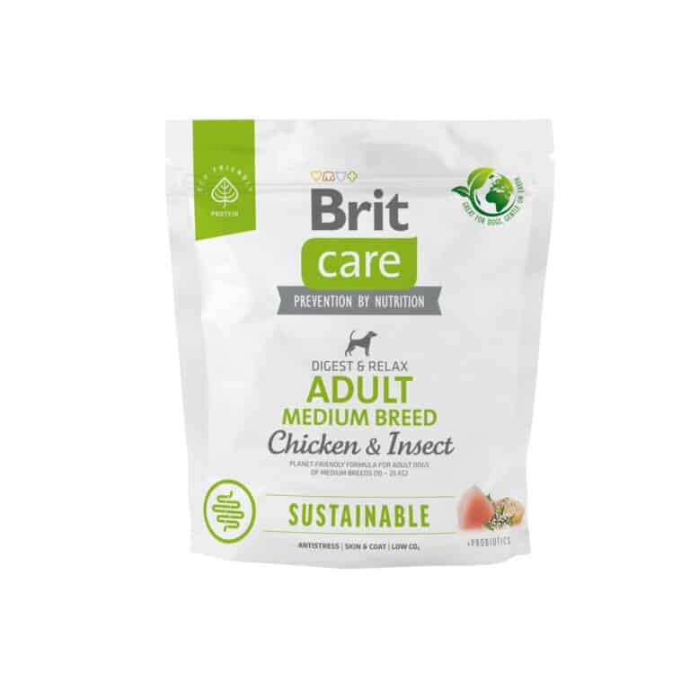 Сухий корм для собак середніх порід Brit Care Dog Sustainable Adult Medium Breed з куркою та комахами