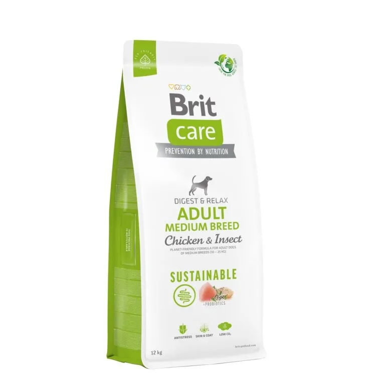 Сухий корм для собак середніх порід Brit Care Dog Sustainable Adult Medium Breed з куркою та комахами