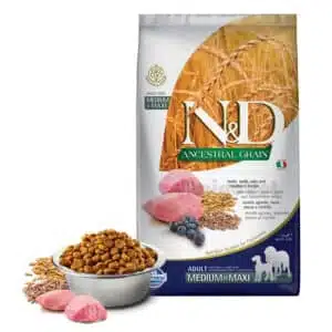 Сухий корм для собак середніх та великих порід Farmina N&D Ancestral Grain низькозерновий з ягням і чорницею