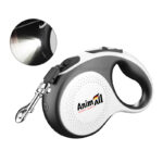 Повідець-рулетка AnimAll з LED-ліхтариком для собак вагою до 50 кг, 5 м біла-чорна