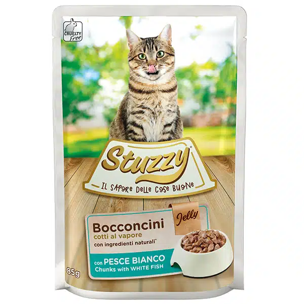 Вологий корм для котів Stuzzy Cat White Fish з білою рибою в желе, пауч 85 г