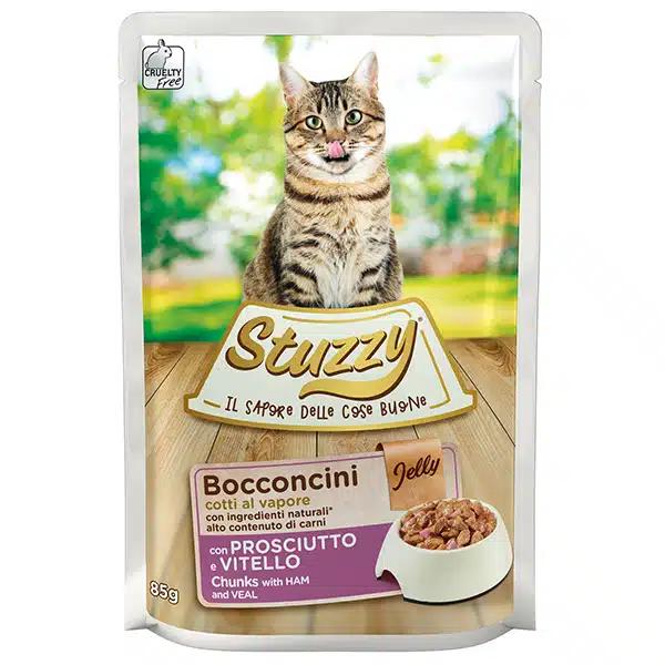 Вологий корм Stuzzy з шинкою і телятиною для котів, 85 г