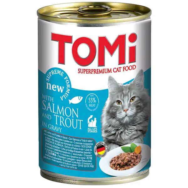 Вологий корм TOMi з лососем та фореллю для котів, 400 г