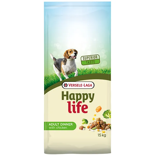 Сухий преміум корм Happy Life Adult Dinner with Chicken для собак усих порід, курка з овочами