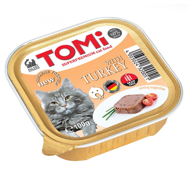 Вологий корм TOMi Turkey паштет з індичкою для котів