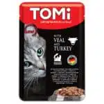 Вологий корм TOMi Superpremium з телятиною та індичкою для котів, 100 г