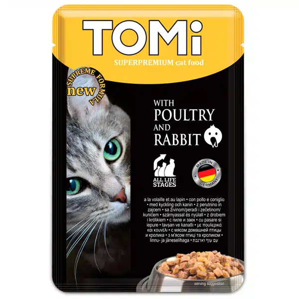 Вологий корм TOMi Superpremium з птицею та кроликом для котів, 100 г