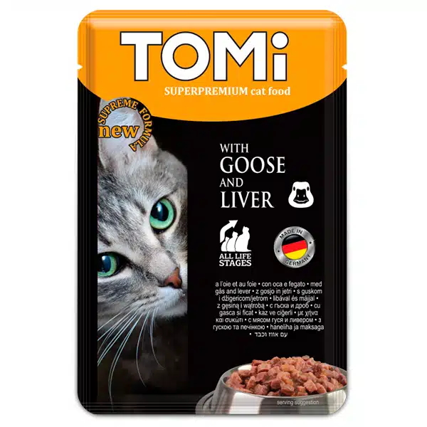 Вологий корм TOMi Superpremium з гусаком та печінкою для котів, 100 г