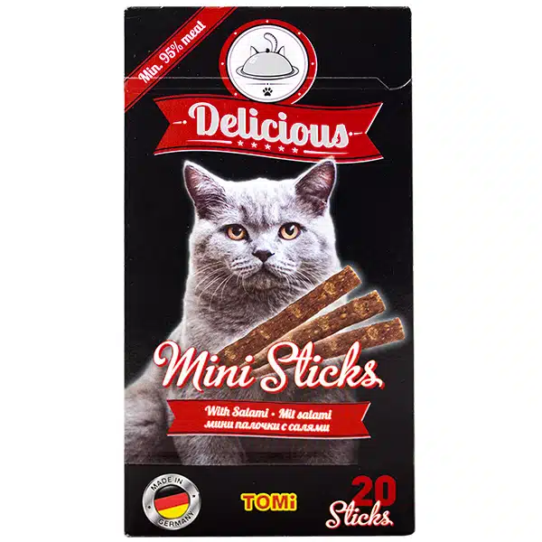 Ласощі TOMi Delicious Mini Sticks із салямі для котів