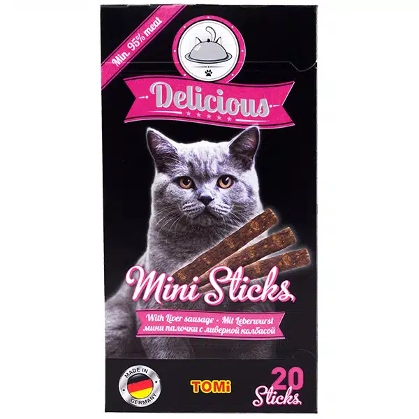Ласощі TOMi Delicious Mini Sticks з ліверною ковбасою для котів