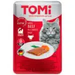 Вологий корм TOMi з яловичиною в морквяному желе для котів, 100 г