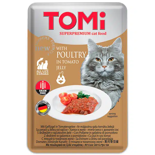 Вологий корм TOMi з птицею в томатному желе для котів, 100 г