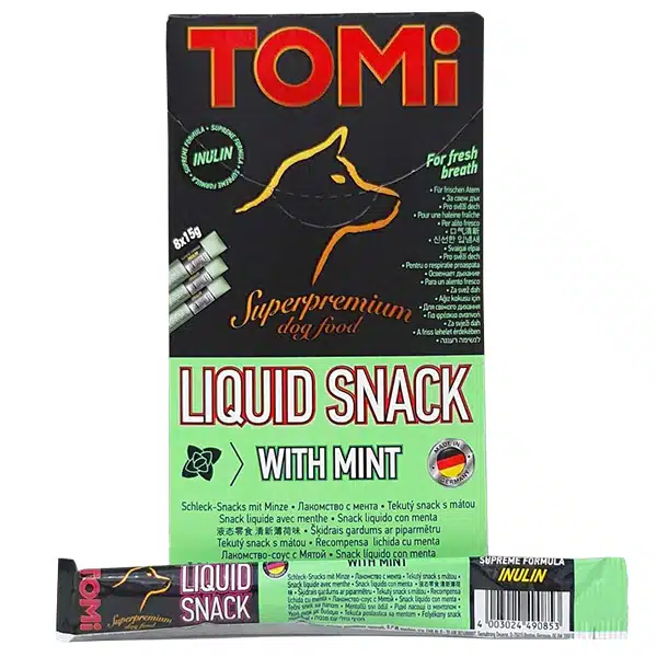 Ласощі TOMi Liquid Snack з м'ятою та інуліном для собак, 15 г